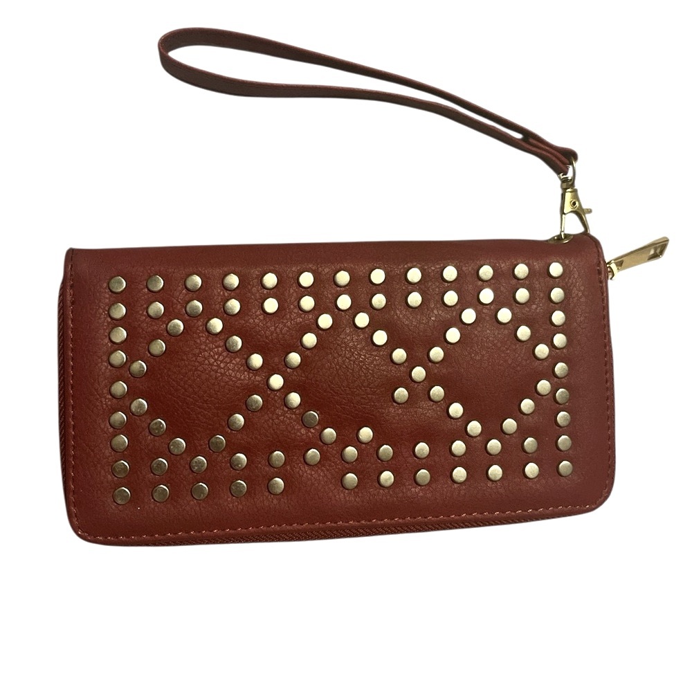 Design Studio Studded Maroon Wristlet Wallet